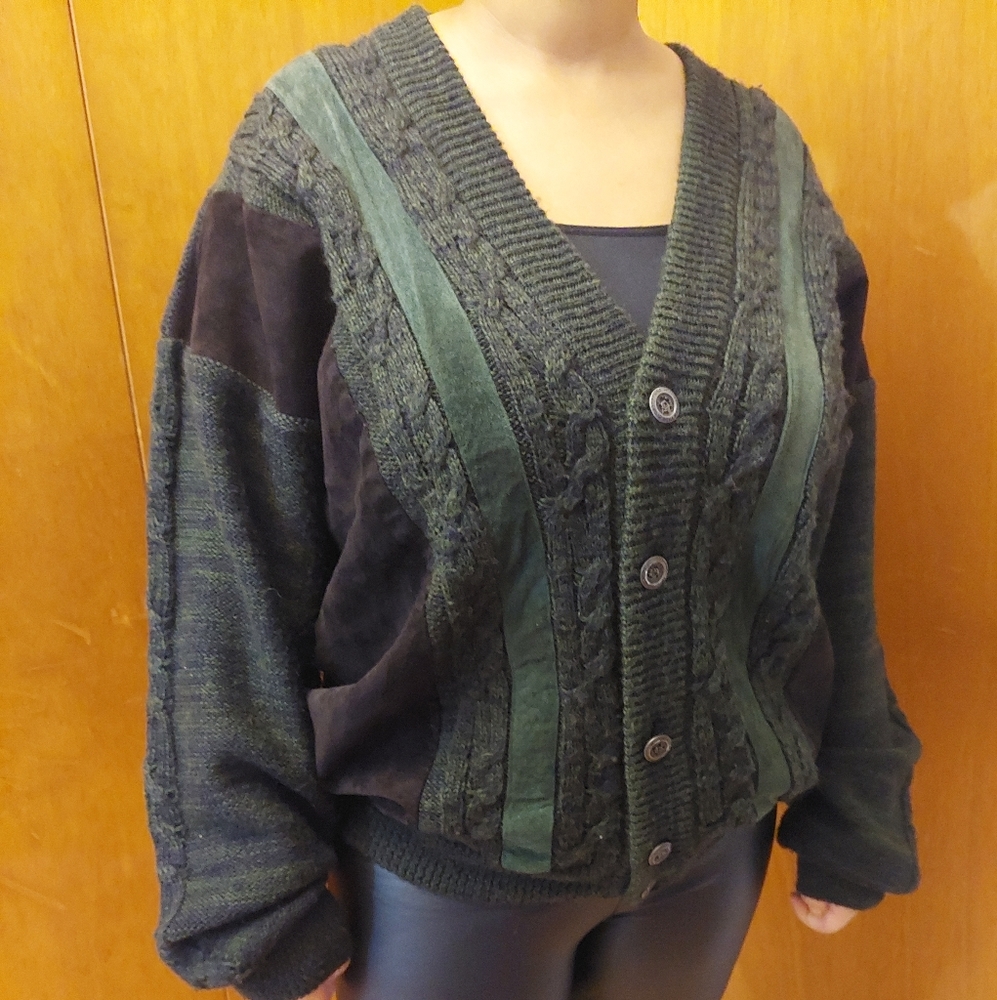 BUGATCHI WOOL CARDIGAN SWEATER Large